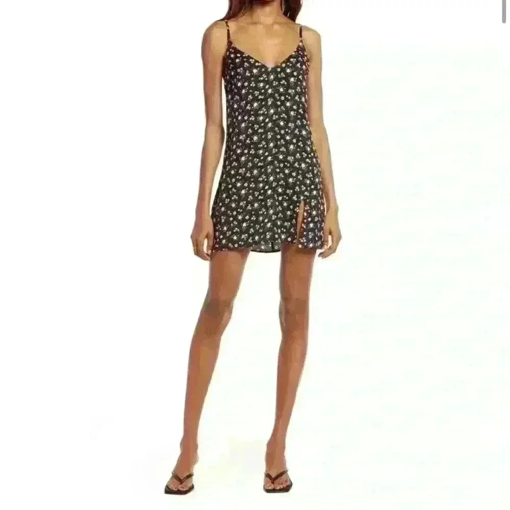 Reformation Black Floral Mini Dress
